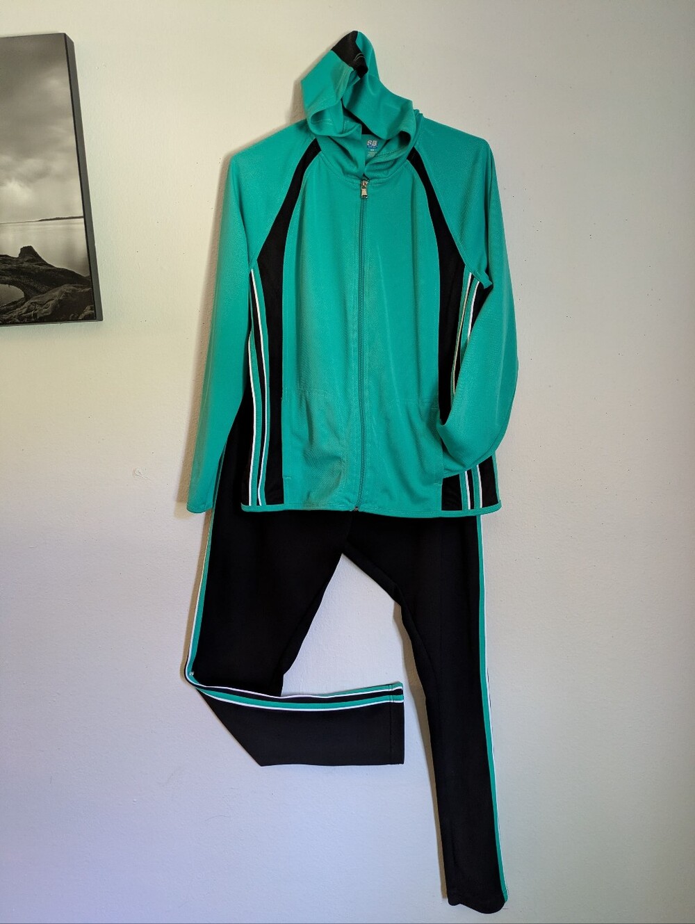 SJ Active Teal & Black Tracksuit Set - Hoodie and Leggings